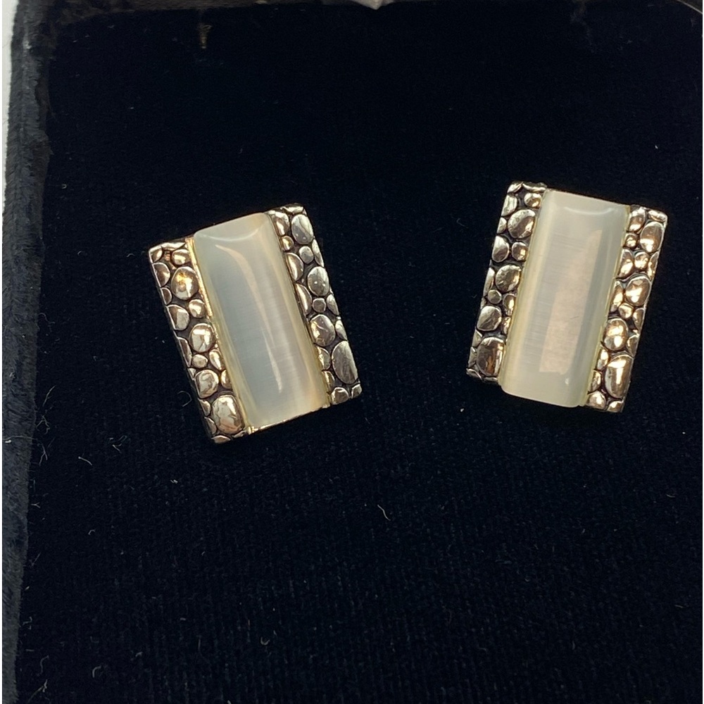 Costume pearl and silver toned earrings